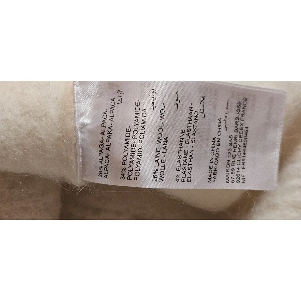 MAISON 123 PARIS‎ Womens  M turtleneck Alpaca Wool blend Cable knit cream